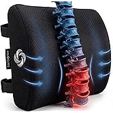 Samsonite Lumbar Support Pillow for Office Chair, Lower Back Support for Car, Back Pillow Desk Chair Cushion with Memory Foam, Improved Posture Backrest