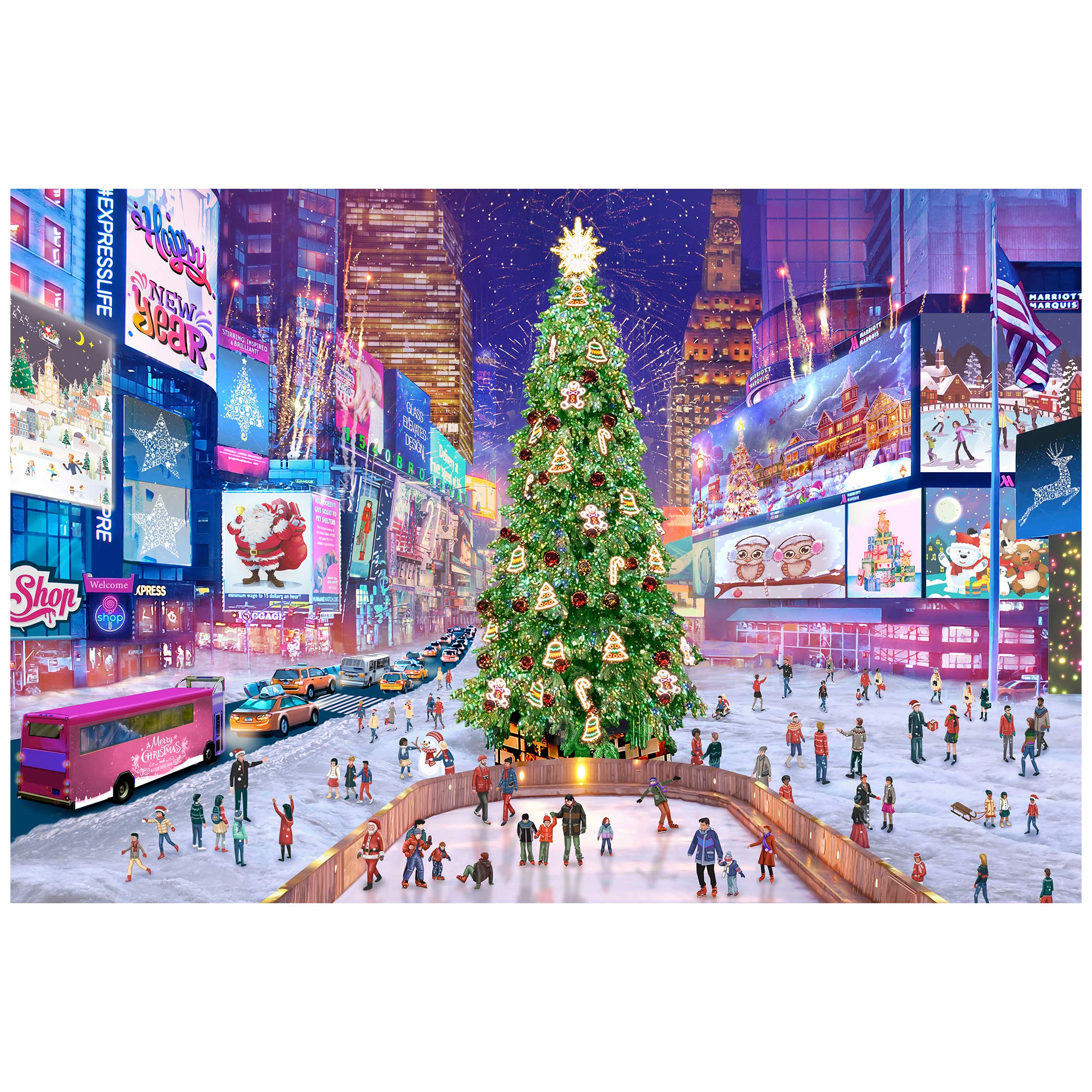Tektalk 1000 Piece Wooden Puzzle Jigsaw Puzzle for Teens & Adults (Times Square in Christmas)