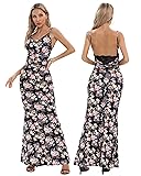 Capuffy Women Floral Print Maxi Dresses Lace