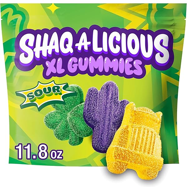 SHAQ-A-LICIOUS XL GUMMIES SOUR CHEWY, CANDY BAG, 11.8 OZ