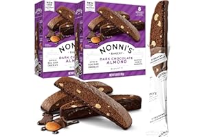 Nonni's Dark Chocolate Almond Biscotti Italian Cookies - 2 Boxes Dark Chocolate Cookies - Biscotti Individually Wrapped Cookies - Italian Biscotti Cookies w/Bittersweet Chocolate & Almonds - 6.88 oz