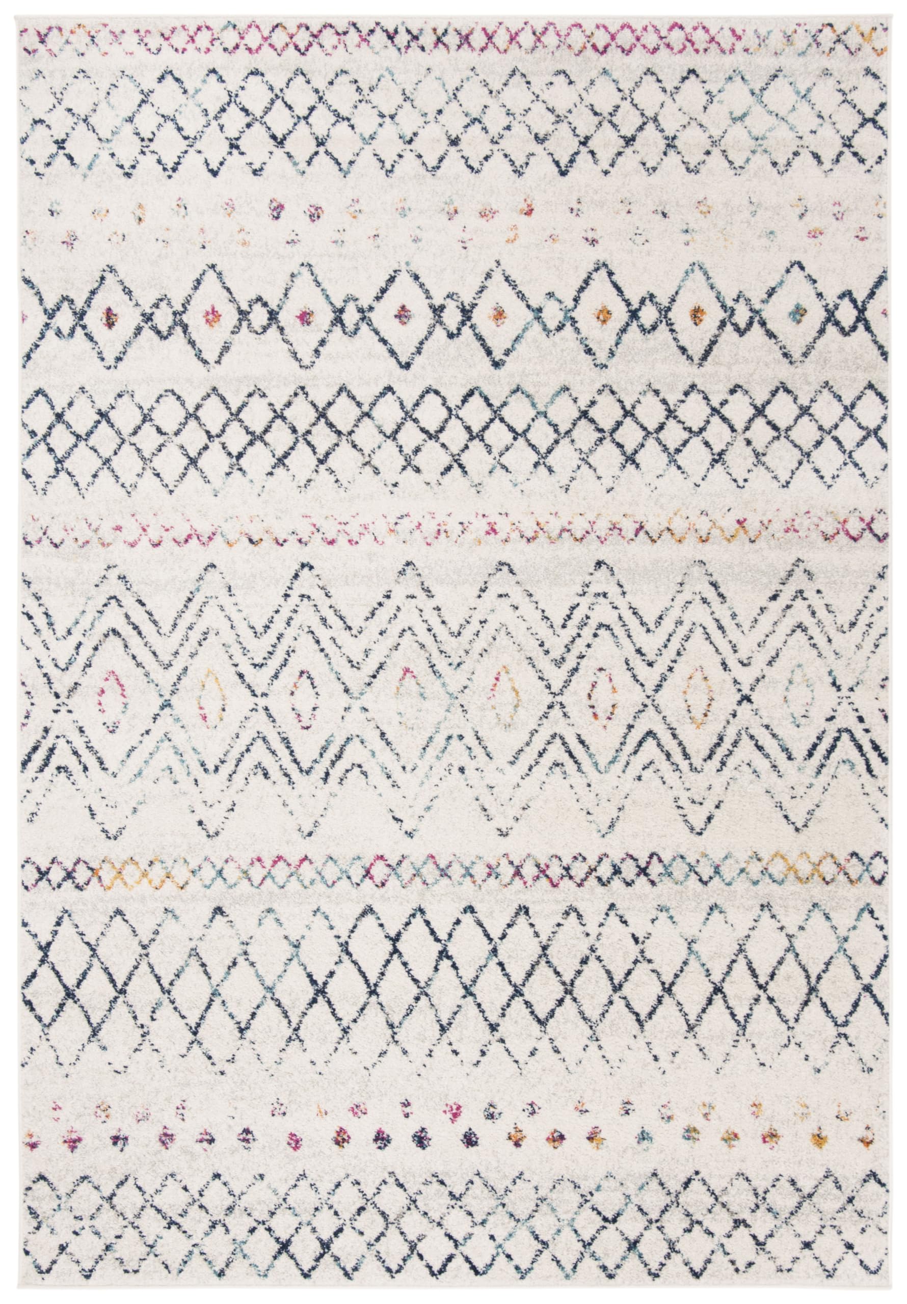 Safavieh Modern Chic Indoor Woven Accent Area Rug, Madison Collection, MAD798, in Ivory/Navy, 61 X 91 cm for Living Room, Bedroom or Any Indoor Space