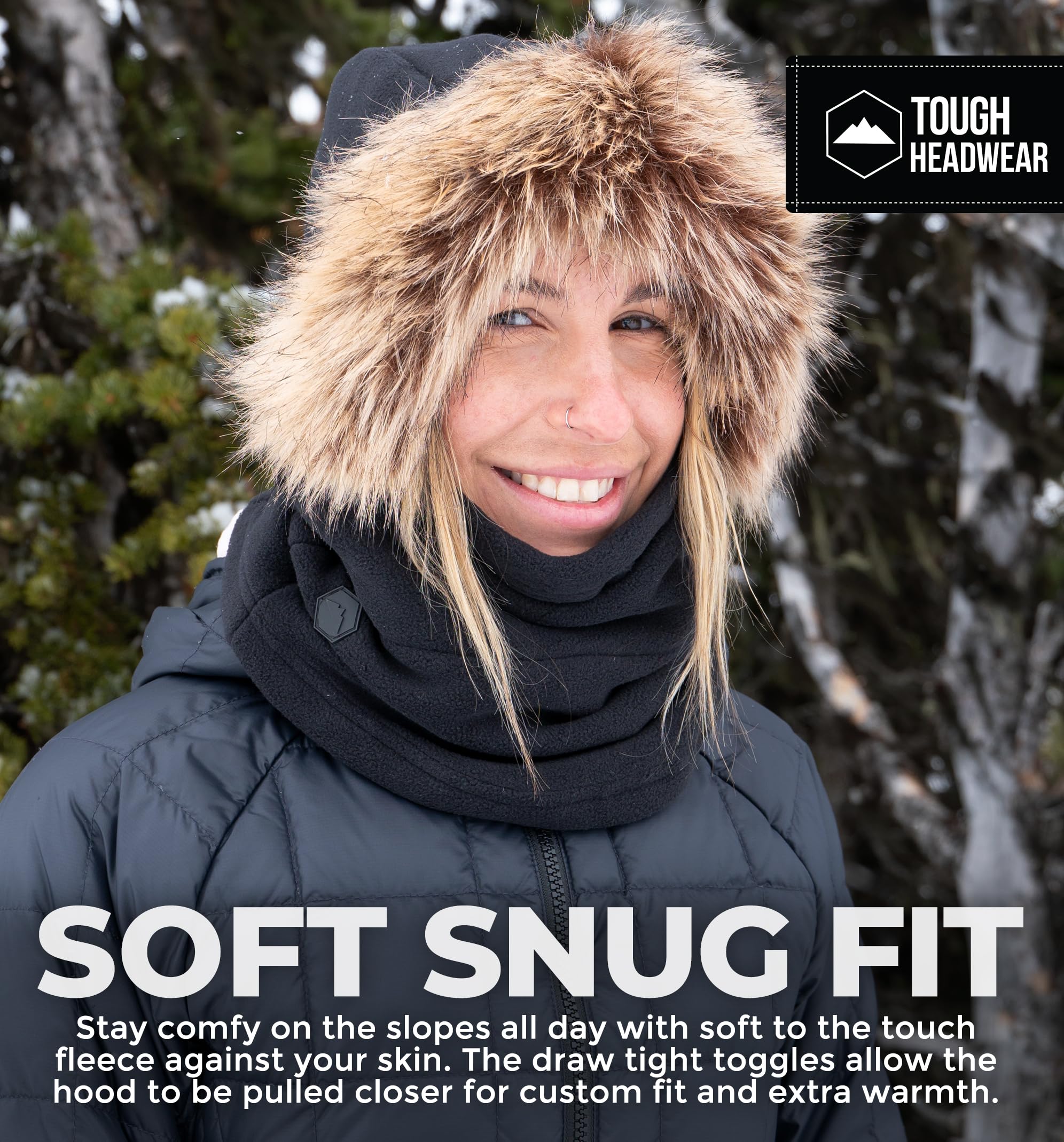 Tough Headwear Fleece Balaclava Ski Mask - Windproof Face Covering - Ski Mask for Cold Weather Gear - Winter Accessories