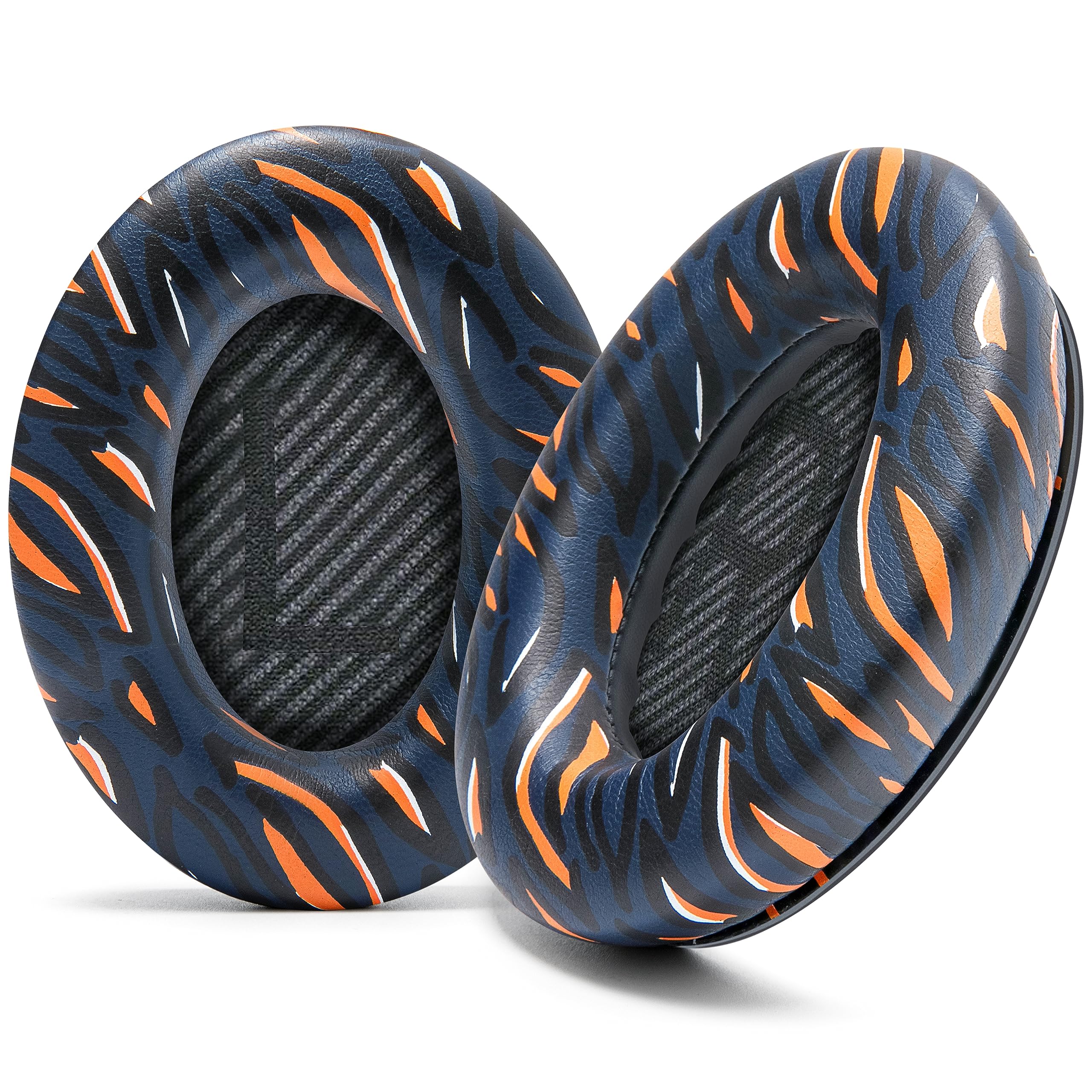 WC Wicked Cushions Upgraded Replacement Ear Pads for Bose QC35 & QC35ii (QuietComfort 35) Headphones & More - Softer Leather, Luxurious Memory Foam, Added Thickness, Extra Durability | Navy Tiger