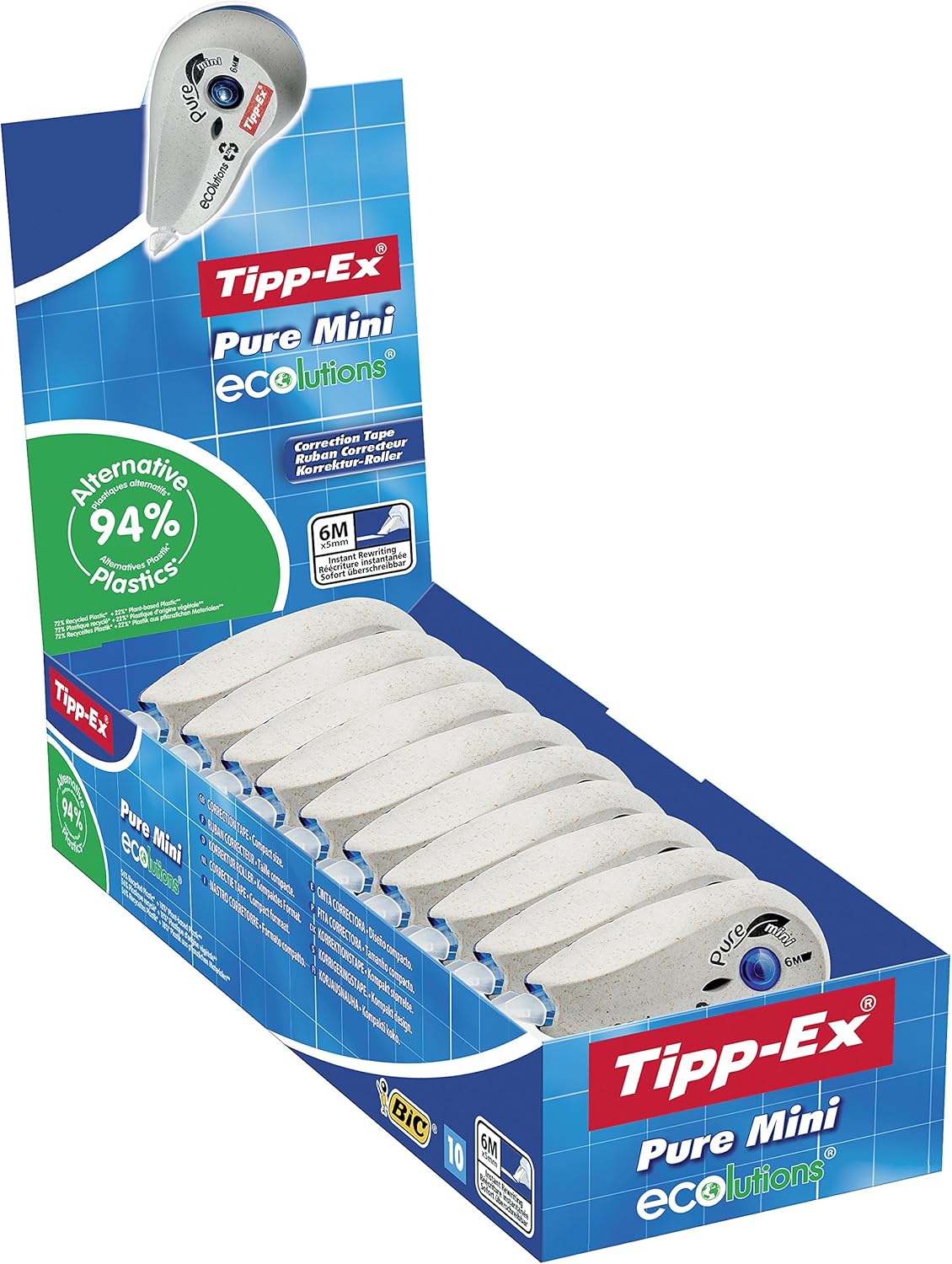 Tippex cinta correctora pure mini . dimensiones de la cinta: 5mm x 6m. (caja de 10 unidades): Amazon.es: Oficina y papelería