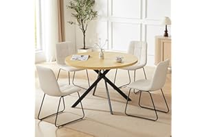 HIPIHOM 45.3 Inch Round Dining Table Set for 4, Mid Century Modern Small Coffee Set for Dining Room Kitchen Apartment (Oak Ta