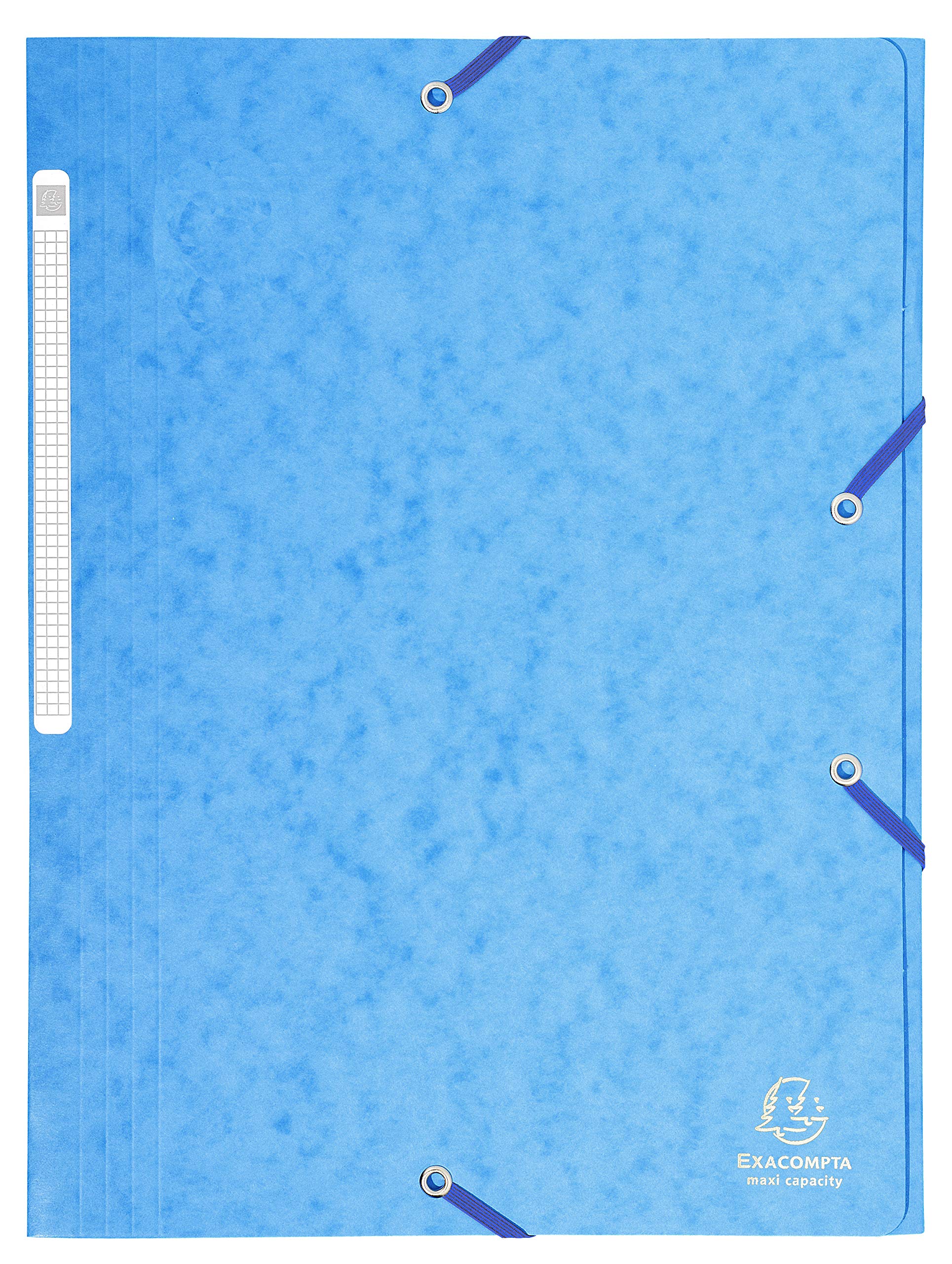Exacompta - Ref 17112H - Elasticated 3-Flap Folder - 240 x 320mm in Size, Suitable for Storing A4 Documents, 425gsm Laminated Card, FSC-Certified - Turquoise (Pack of 25)