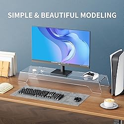 AFOOYO Clear Acrylic Dual Monitor Stand Riser,LED