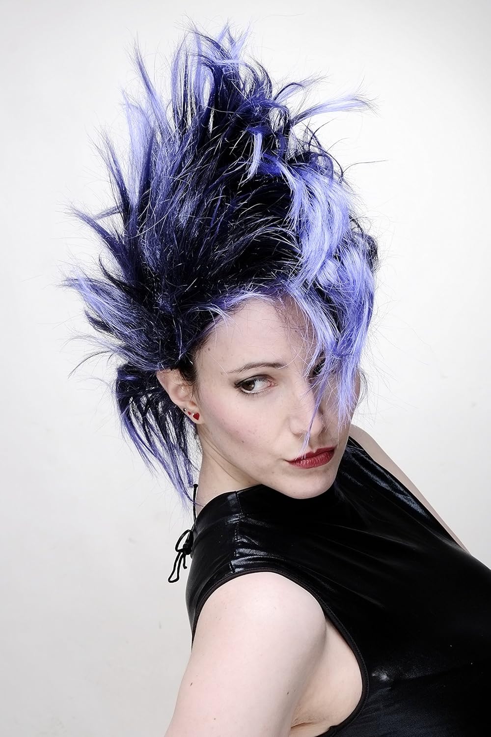 WIG ME UP - Party/Fancy Dress/Halloween Wig Mohawk 80ies Wave Glam Punk Black & Blue, Black-blue-violet (P103PC10), 103 pieces (1 pack) - Image 3