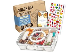 ADORIKIDS Snackle Box Container with 8 Removable Compartments and Utensils – Kids Snack Box for Healthy On-the-Go Snacks – Travel Snack Container for School, Picnic, Beach, and Road Trips