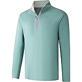 FT FENTENG Quarter Zip Golf Pullover Men Dry Fit Long Sleeve Moisture Wicking Mock Neck 1/4 Zip Pullover Mens Sweatshirts