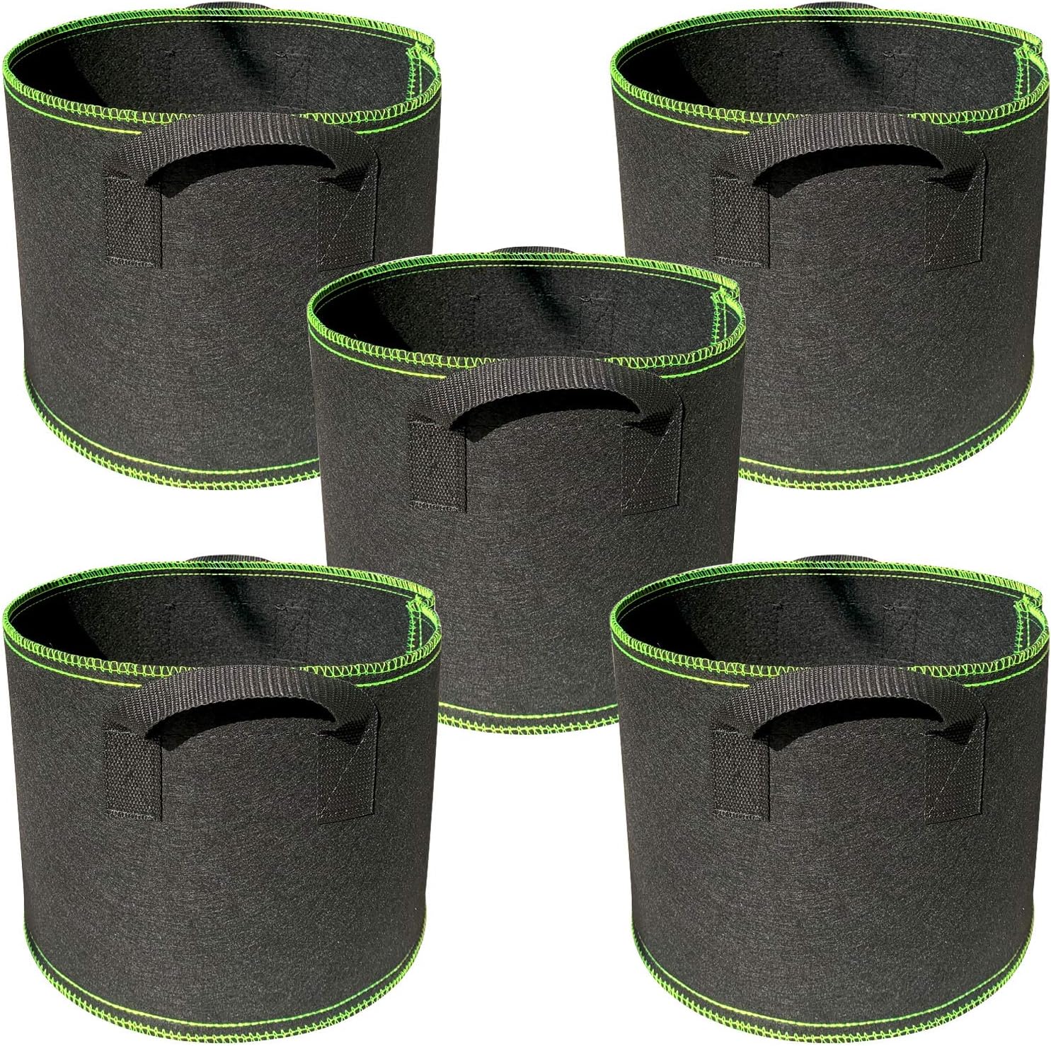 Sacs à Plantes - [MARQUE] - Lot de 5 Sac de Culture en Non Tissé avec Poignée et Aération - Noir