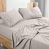 Utopia Bedding Queen Sheet Set - Jersey Knit Sheets 4 Piece – Cotton – Soft T-Shirt Stretchy Sheets (Oatmeal)