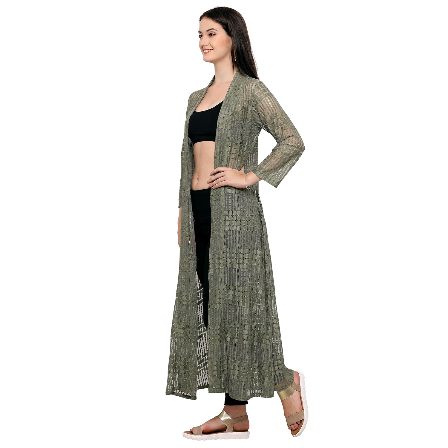 smarty pants women's lace military green long shrug (smsh-52b)