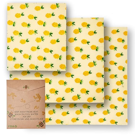 Beeswax Warp Wachspapier, 3er Set Wachspapier Bienenwachstücher (1 Large,1 Medium,1 Small) aus natürlichem Bienenwachs und Ök