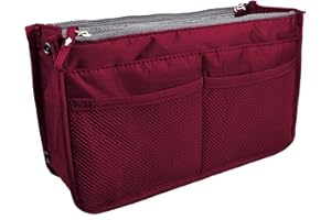 Vercord Updated Purse Handbag Organizer Insert Liner Bag in Bag 13 Pockets Burgundy Large