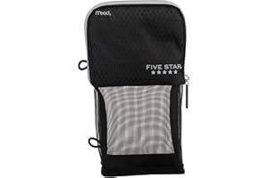 Five Star Pencil Pouch, Pen Case, Stand 'N Store Zipper Pouch, Fits 3-Ring Binder, Storage Organizer for Supplies Earbuds Chargers Cables Makeup, Black/Grey (505160A-ECM)