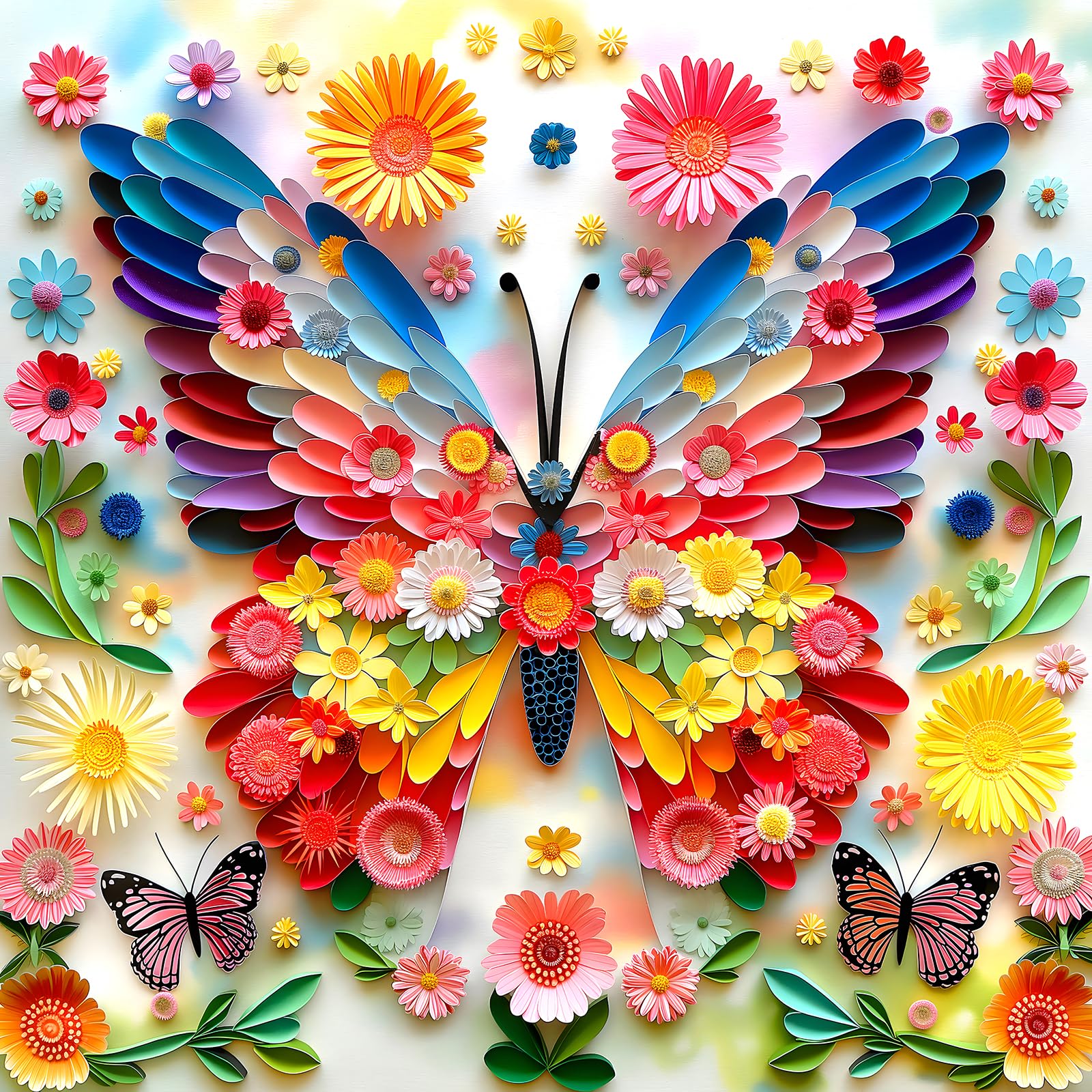 Puzzles for Adults 500 Pieces Colorful Butterfly FlowerJigsaw Puzzles 500 Pieces Difficult Fun Paper Art Unique Beautiful Family Puzzle Challenging Games Gift for Teens Adults (20"x20")