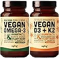 Vegan Omega 3 & Vegan Vitamin D3 + K2 Supplement Bundle - Plant-Based DHA & EPA Fatty Acids, 4000 IU Vitamin D3 and 100mcg Vitamin K2 as Mk7