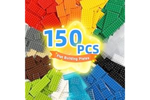 Noorastars 150 Pieces Small Base Plate Sets, Classic Flat Pieces for Moc Building, 12 Size DIY Building Boards - Compatible with Lego and All Major Brands, 14 Colors