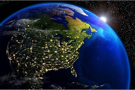 amazon com great art poster america at night picture decoration outer space view illuminated cities orbit earth planet galaxy universe satellite image photo decor wall mural 55x39 4in 140x100cm home