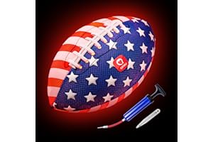 QPAU 9" Glow in The Dark Football (Size 3, 1 Pack), Light Up Youth Football with Pump & Batteries, Outdoor Toys & Games for B