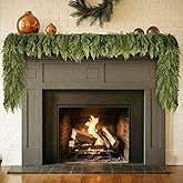 9FT Christmas Garland Cedar Garland Real Touch Faux Greenery Cypress Garlands for Mantle,Table,Wall,Christmas Decorations Indoor Outdoor