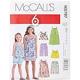 McCall's M5797 Children's/Girls' Gathered Tops, Dresses, Shorts and Pants Sewing Pattern, Sizes 7-14