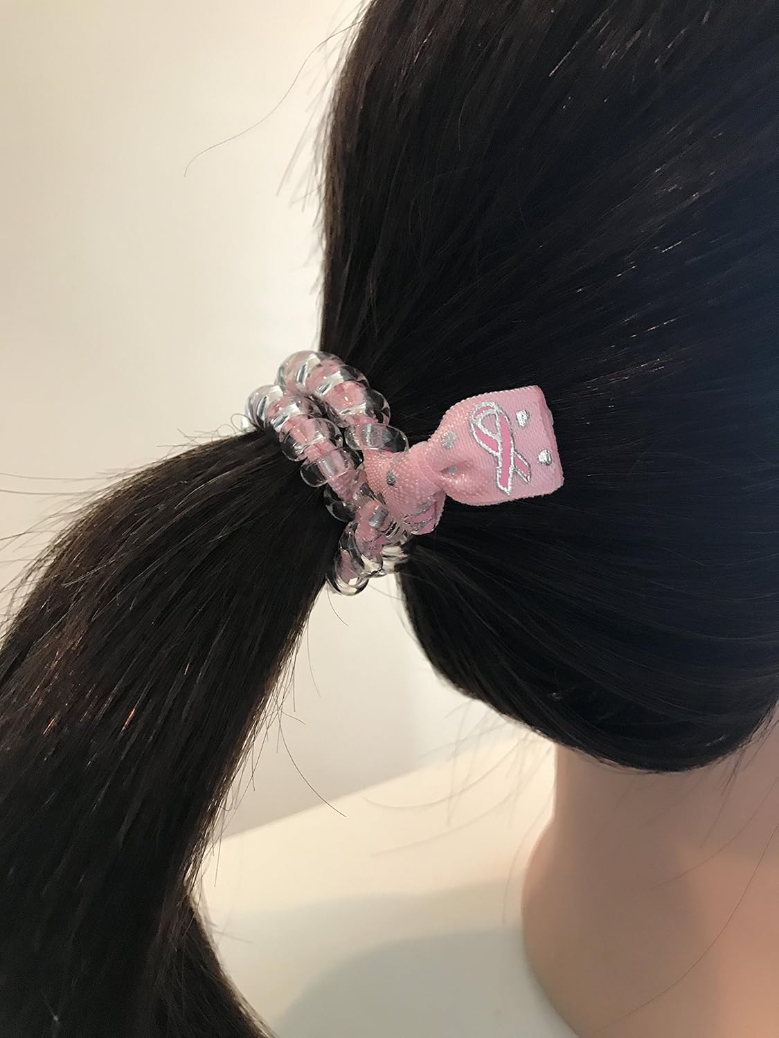 Amazon Com Hair Tie Breast Cancer Pink Silver Secure Hold