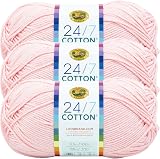 (3 Pack) Lion Brand 24/7 Cotton Yarn Pink Lemonade 100g 170m Lightweight