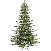Puleo International 6.5ft Pre-Lit Aspen Fir Artificial Christmas Tree with 500 Clear Lights, 903 Realistic Dense Branch Tips,