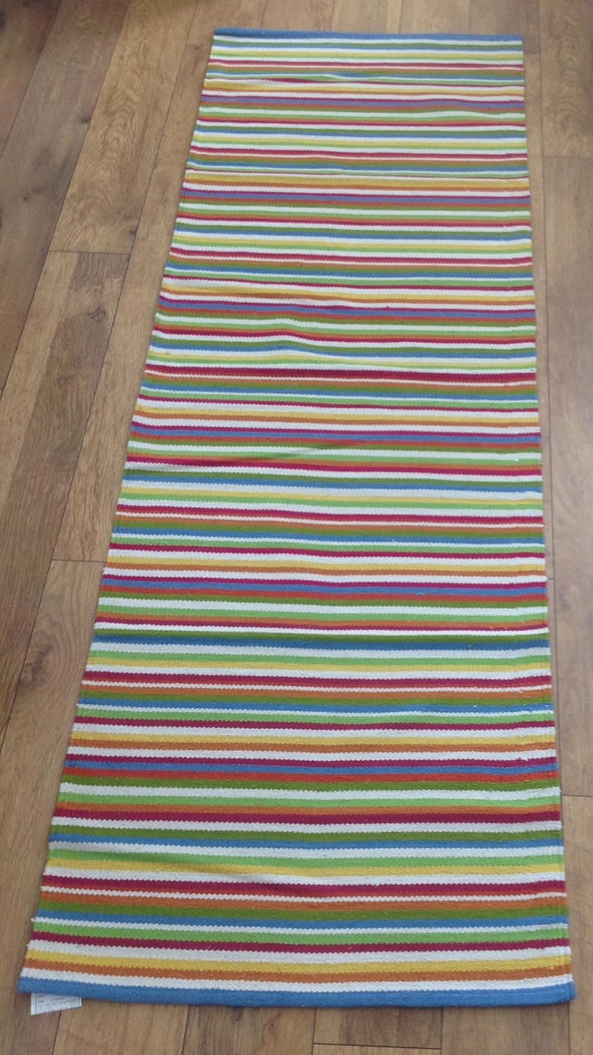 Striped Cotton Rug Runner 70 x 200 cms bright colours Amazon.co.uk