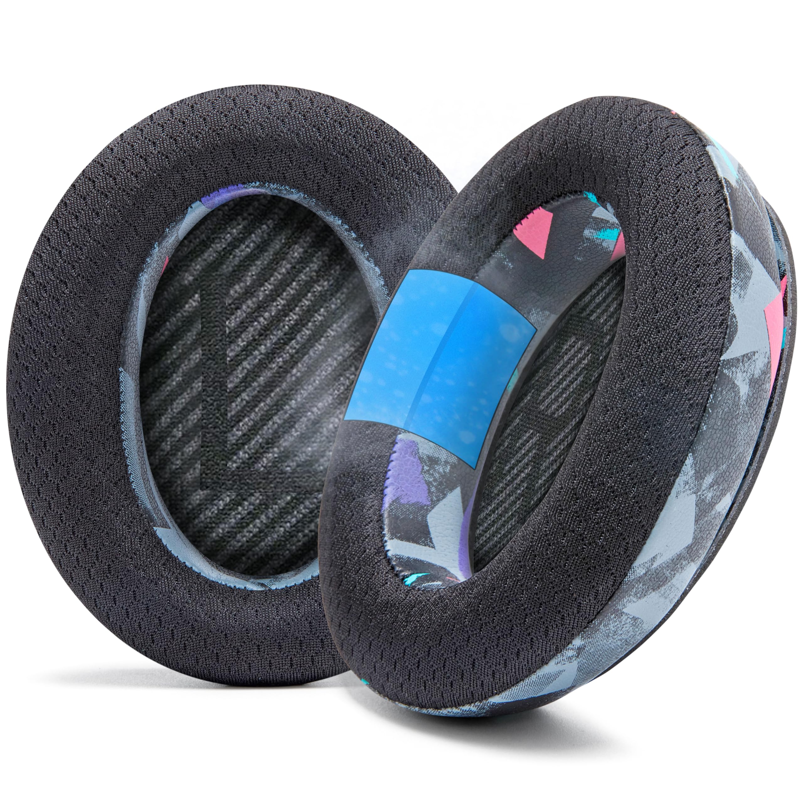 WC FreeZe QC35 - Cooling Gel Ear Pads for Bose QC35 & QC35ii (QuietComfort 35) Headphones & More | Breathable Sports Fabric, Cooling Gel, Extra Thick & Cooler for Longer | 90's Black