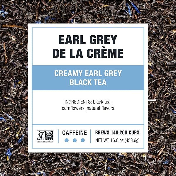 TIESTA TEA – EARL GREY DE LA CRÈME, LOOSE LEAF, CREAMY EARL GREY BLACK TEA, PREMIUM BLEND, CAFFEINATED BLACK, MAKE HOT OR ICED BREWS UP TO 200 CUPS, 16 OUNCE RESEALABLE BULK POUCH