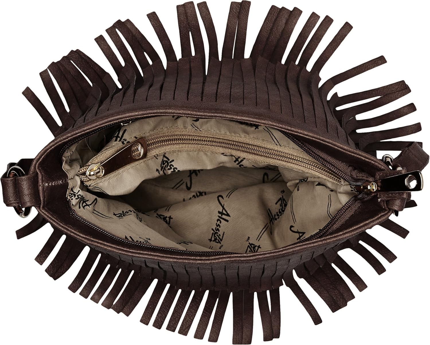 alessia74 women's sling bag (dark brown) (pbg246g)