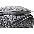 Vera Wang - King Quilt Set, Luxurious Velvet Bedding with Matching Shams, Lightweight Home Decor (Diamond Velvet Charcoal Grey, King)