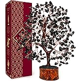 Crystal Tree of Life Birthday Gifts for Women, Men, Handmade Home Decor, Office, Room Decoration, Black Obsidian Reiki Healing Crystal Chakra Tree for Money, Good Luck Gifts for Her, Mom & Dad
