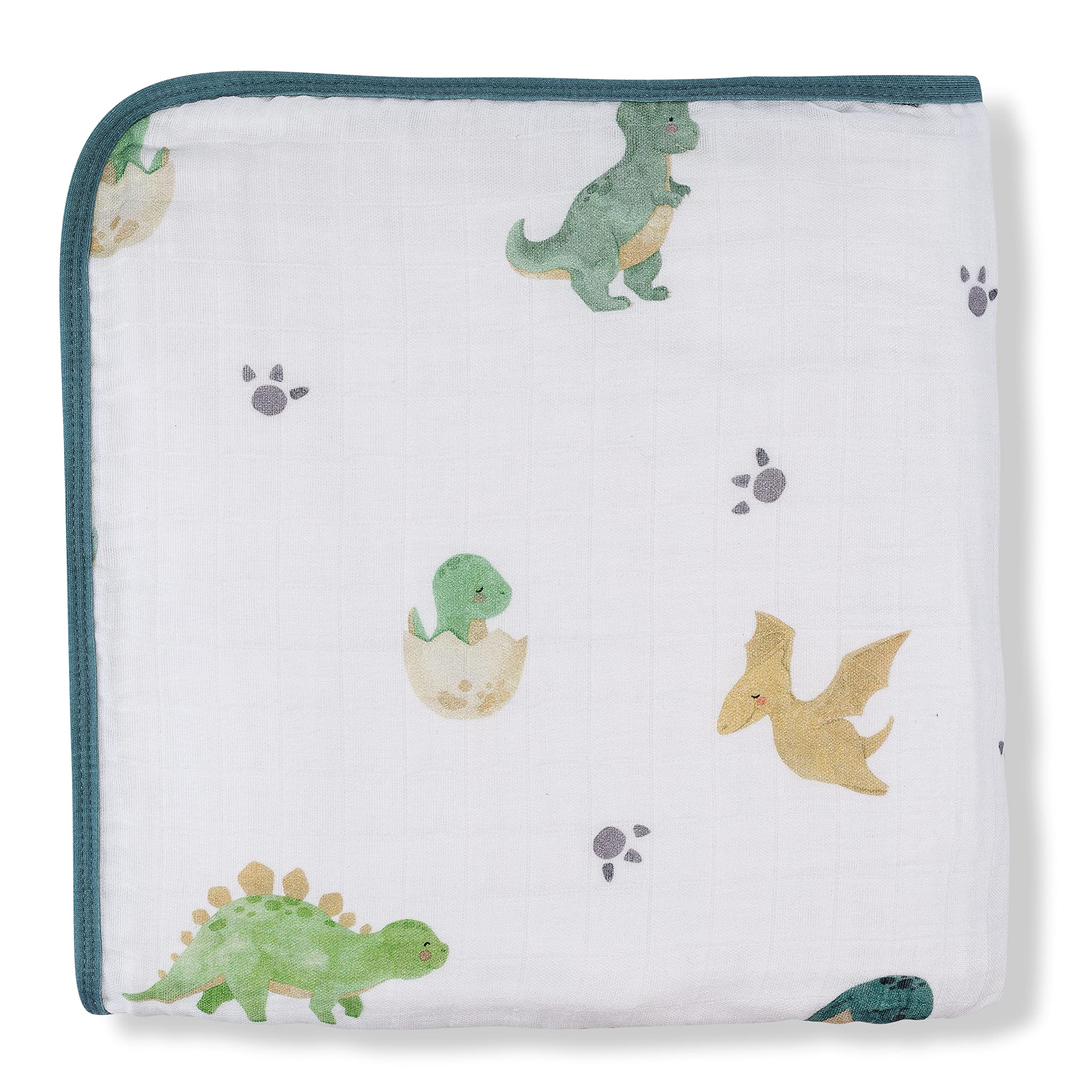 Photo 1 of ADDISON BELLE Dream Everything Blanket - 100% Muslin Cotton - Oversized 47 inches x 47 inches - Premium 4 Layer Blanket (Dinosaurs)