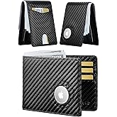 furid Leather Wallet Compatible with Airtag: Slim Air Tag Wallet for Men RFID Blocking, Bifold, Front Pocket, Minimalist Card Holder