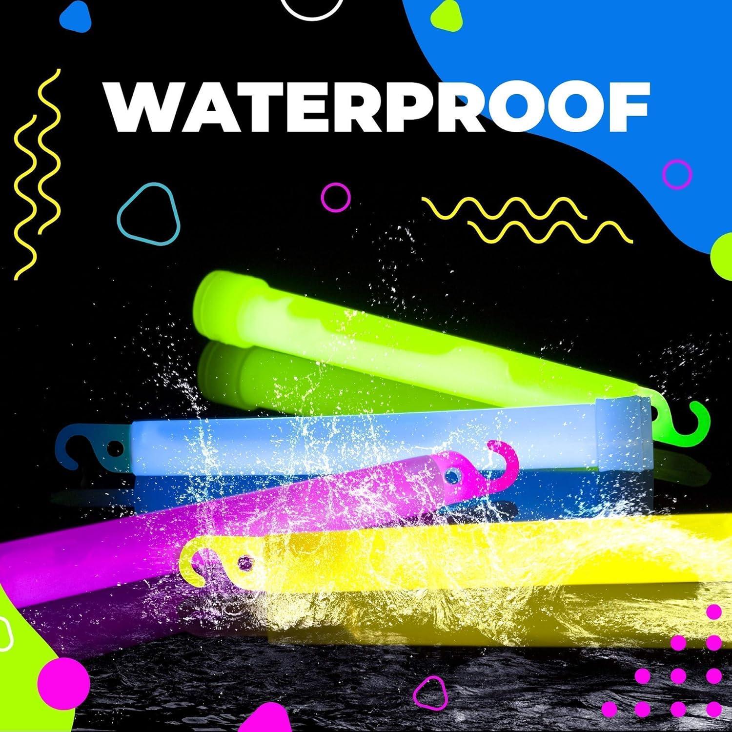 32 Ultra Bright 6 Inch Large Glow Sticks - Chem Light Sticks with 12 Hour Duration - Camping Glow Sticks - Glowsticks for Parties and Kids (Colorful): Home Improvement