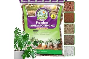 DUSPRO Recycle Tropical Potting Mix Pre-Mixed 5in1 with Pine Bark, Coco Coir, Perlite, Worm Casting & Pumice Ideal Aroid Mix Soil for Monstera, Pothos, Philodendron, Other Indoor HousePlants 8QRT