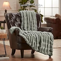 Chanasya Premium Ruched Faux Fur Throw Blanket