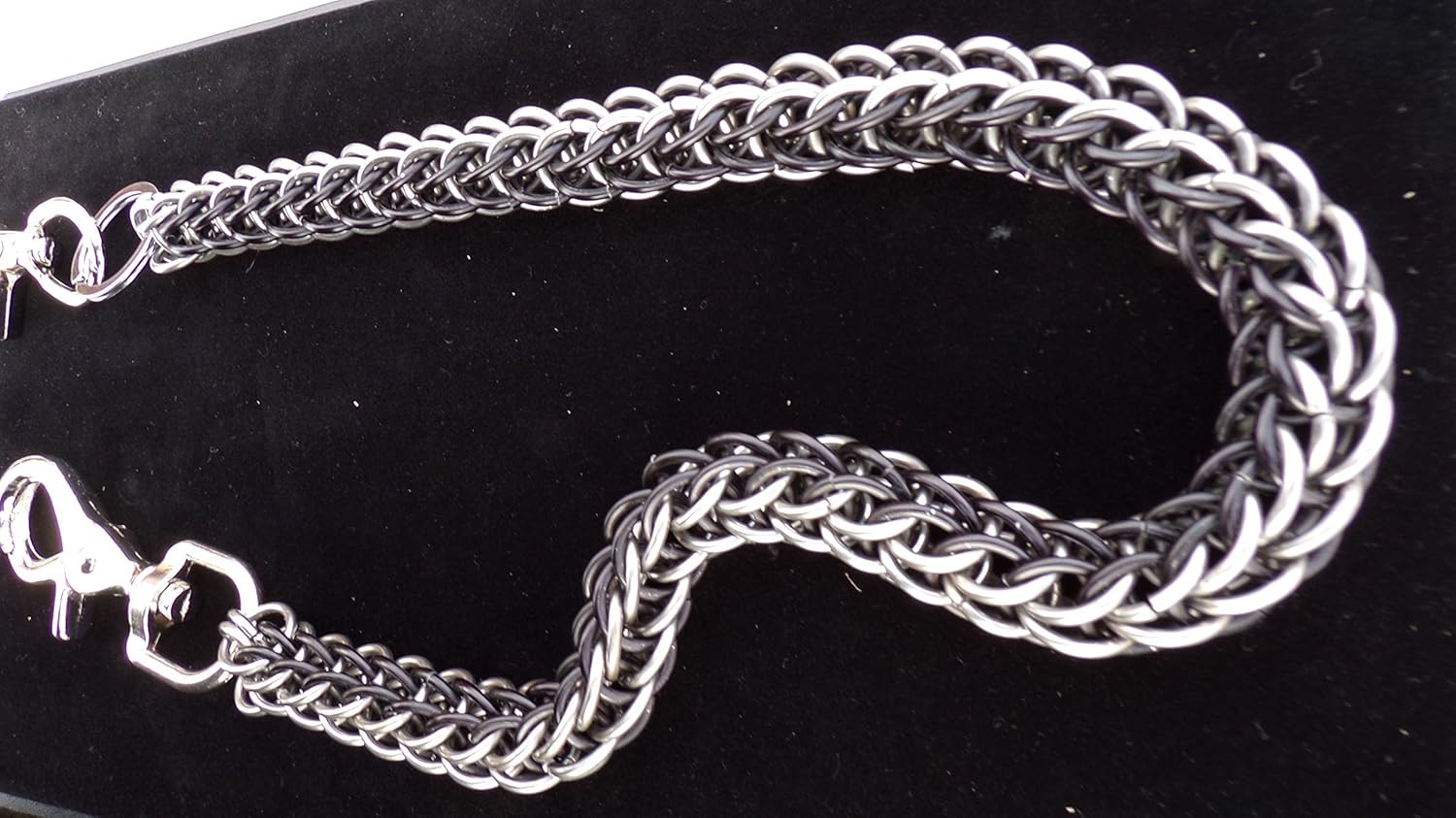 Custom Biker Wallet Chain 30" in Black and Silver Biker