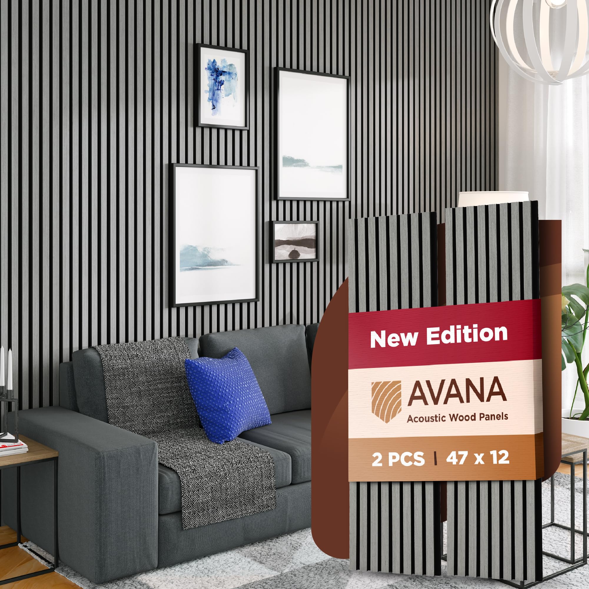 Photo 1 of Avana Acoustic Wood Wall Panels – 47.2 X 12.6 Inch Gray Oak Acoustic Panels 2 PCs – Modern Wall Panels For Interior Wall Decor For Homes, Offices, Studios – Sturdy And Durable Wood Panels For Wall