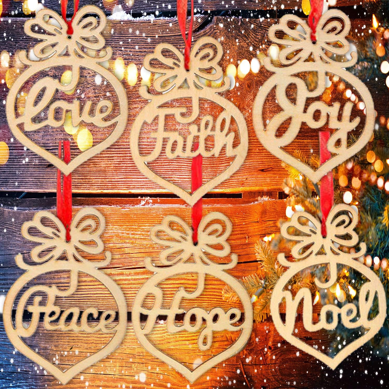 Ornaments - trounistro 48 Pieces Christmas Wooden Ornaments Christmas Tree Hollow Hanging Ornaments for Xmas Decorations