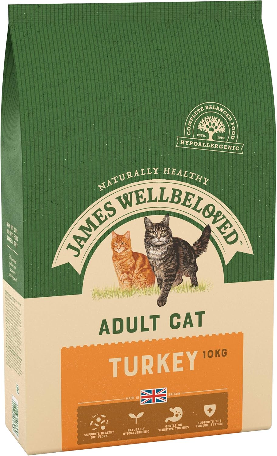 James Wellbeloved Complete Dry Adult Cat Food Turkey and Rice, 10 kg