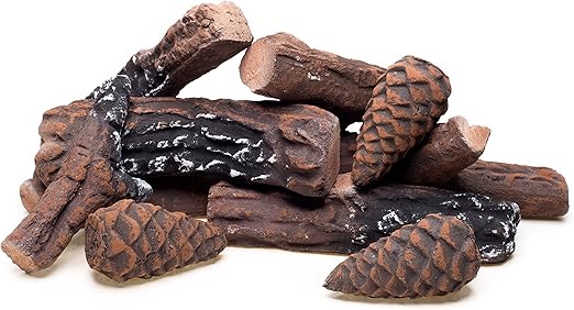 Petite Fake Fireplace Logs 10 Piece Set Of Ceramic Fiber Wood