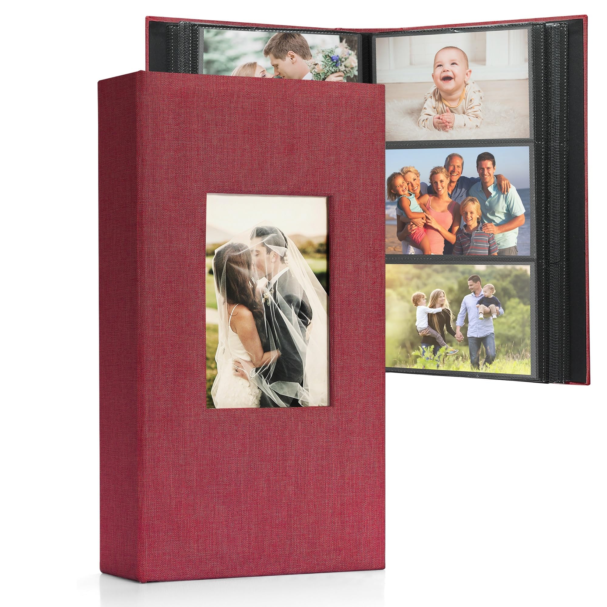 DazSpirit Photo Albums 6x4 Inch 408 Pockets Slip In, Customizable Linen Cover 10x15cm Photo Album, Large Capacity, Slip-in Pockets, Ideal for Wedding Albums, Family Photo Books and Travel Memories