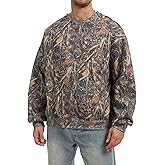 Anoumcy Men’s Crewneck Camo Sweatshirt Casual Pullover Long Sleeve Fleece Top Loose Graphic Print Streetwear for Fall Winter