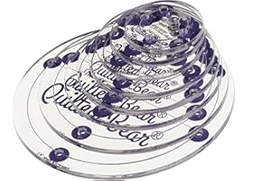 The Quilted Bear Circle Quilting Templates – 8 Clear Non-Slip Acrylic Quilt Templates for Precise Fabric Cutting & Stress-Free Machine Quilting - Ideal for Quilt & Sewing Supplies (¾–3")